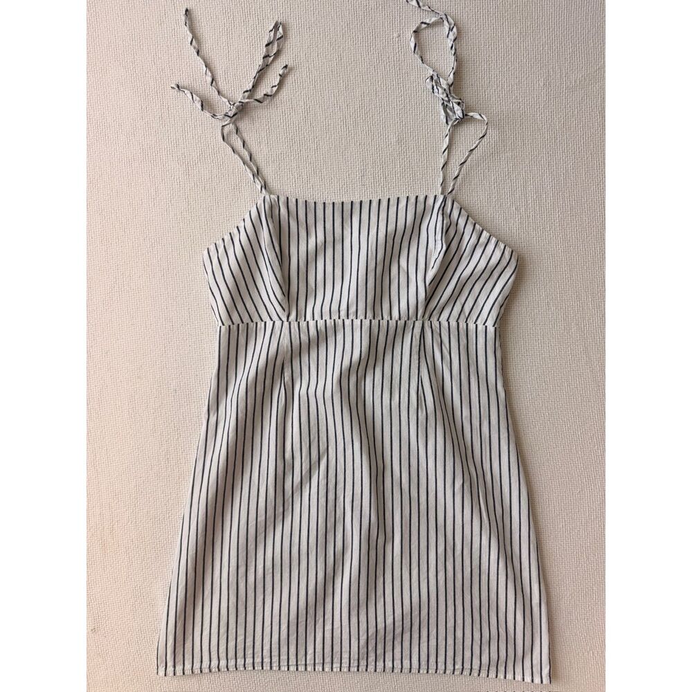Lottie Moss Striped Tie Strap Mini Dress White Navy Cotton Medium